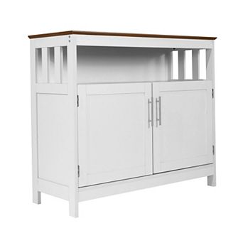 Merrick Lane Sideboard And Buffet Cabinet With Open And Closed Storage