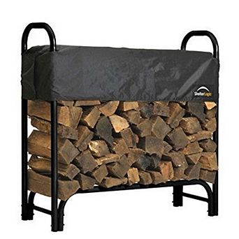 Outdoor Firewood Rack 4-ft Steel Frame Wood Log Storage With Cover
