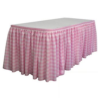 Polyester Gingham Checkered Table Skirt 17-foot By 29-inch Long With 10 L-clips