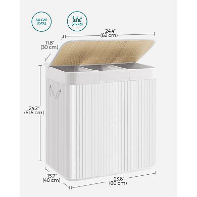 3-section Laundry Hamper With Lid