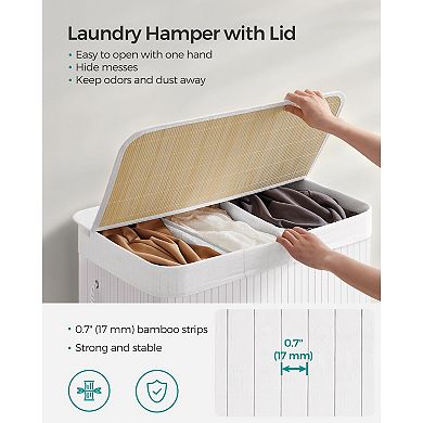 3-section Laundry Hamper With Lid