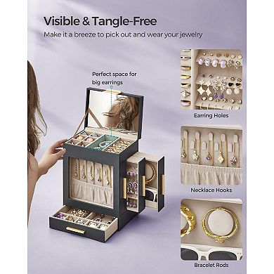 5-layer Jewelry Organiser With 3 Side Drawers