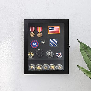 Merrick Lane Wooden Medals Display Case With Removable Shelves