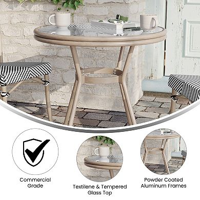 Merrick Lane Bistro Table With Textilene Pattern And Metal Frame