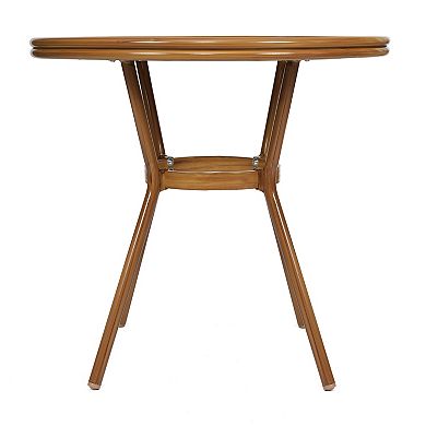 Merrick Lane French Bistro Table With Textilene Pattern And Metal Frame