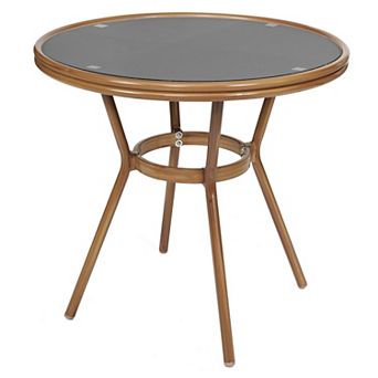 Merrick Lane Bistro Table With Textilene Pattern And Metal Frame
