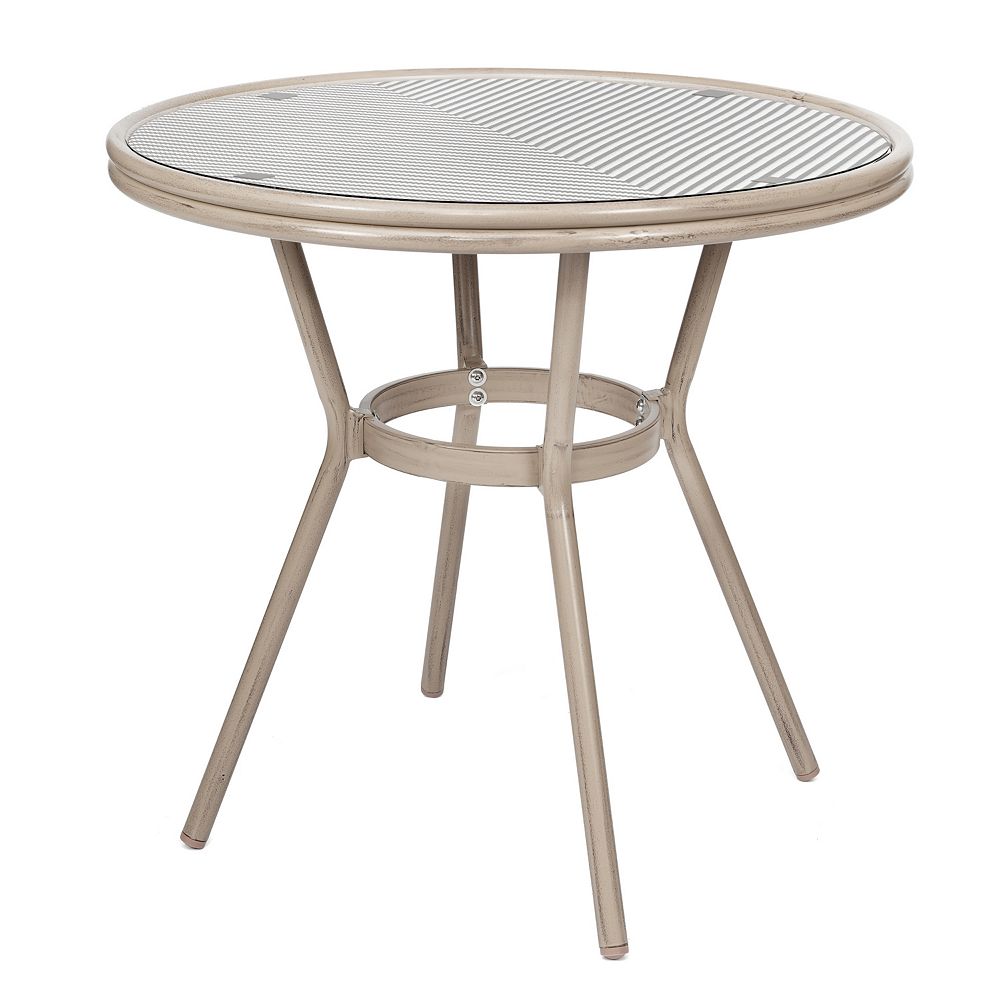Merrick Lane Bistro Table With Textilene Pattern And Metal Frame