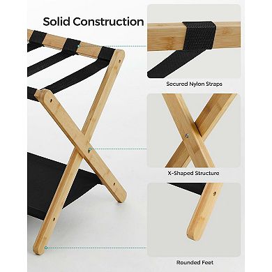 Luggage Rack, Wicker Luggage Rack For Guest Room, Folding Suitcase Stand