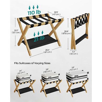 Luggage Rack, Wicker Luggage Rack For Guest Room, Folding Suitcase Stand