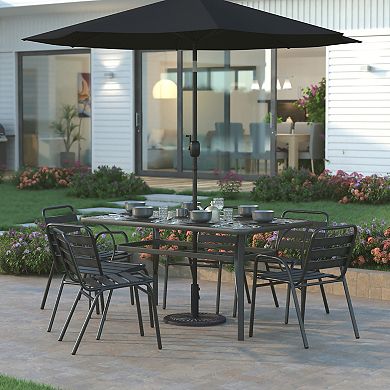 Emma And Oliver 19.25" Round Cement Patio Umbrella Stand With Waterproof Polymer Coating