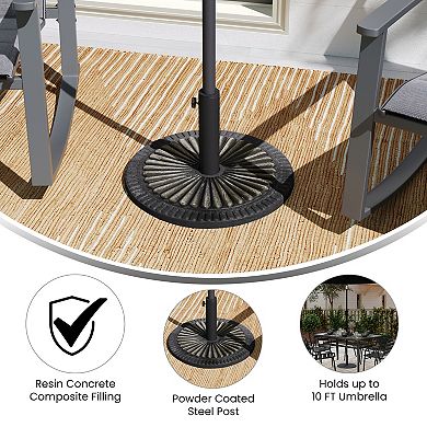 Emma And Oliver 19.25" Round Cement Patio Umbrella Stand With Waterproof Polymer Coating