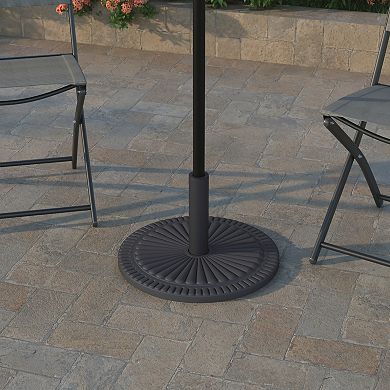 Emma And Oliver 19.25" Round Cement Patio Umbrella Stand With Waterproof Polymer Coating