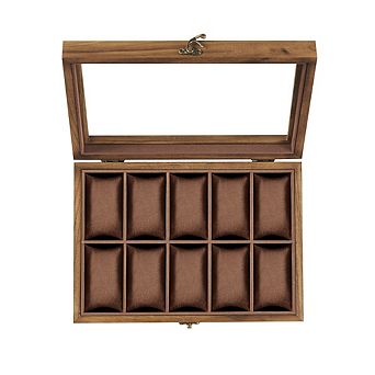 10-slot Solid Wood Watch Box Rustic Walnut