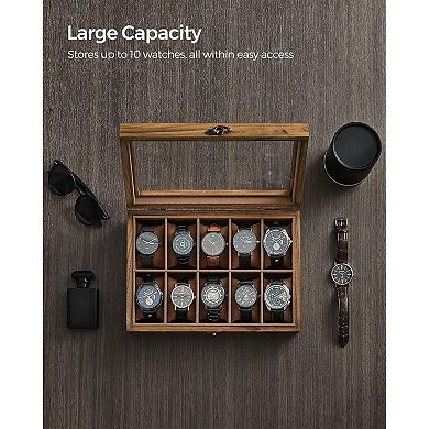 10-slot Solid Wood Watch Box Rustic Walnut