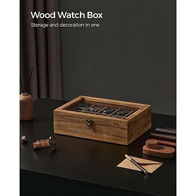 10-slot Solid Wood Watch Box Rustic Walnut