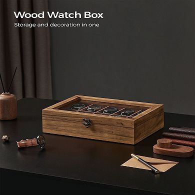 10-slot Solid Wood Watch Box Rustic Walnut