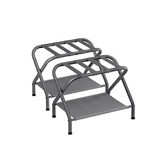 Luggage Rack With Storage Shelf, Suitcase Stand, Steel Frame, Foldable - Set Of 2