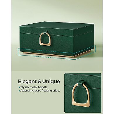Stylish Jewelry Box with Metal Handle, Floating Base, Abundant Storage Options, Perfect for Gifts