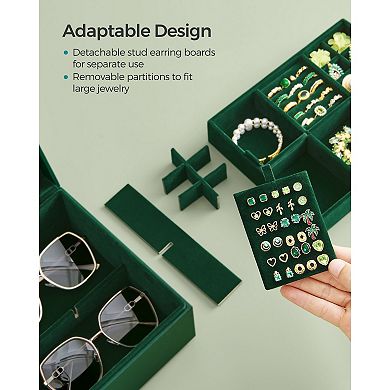 Stylish Jewelry Box with Metal Handle, Floating Base, Abundant Storage Options, Perfect for Gifts