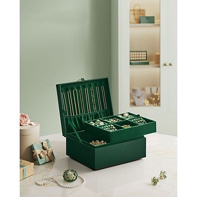 Stylish Jewelry Box with Metal Handle, Floating Base, Abundant Storage Options, Perfect for Gifts