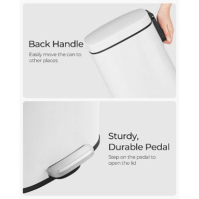 8 Gallon Stainless Steel Step Trash Can With Hinged Lid