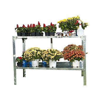 Outdoor Metal Shelving Unit Garden Potting Bench In Sturdy Galvanized Steel