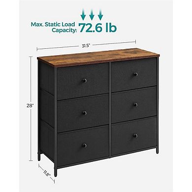 Bedroom, Chest 6 Drawer, Closet Fabric Dresser With Metal Frame