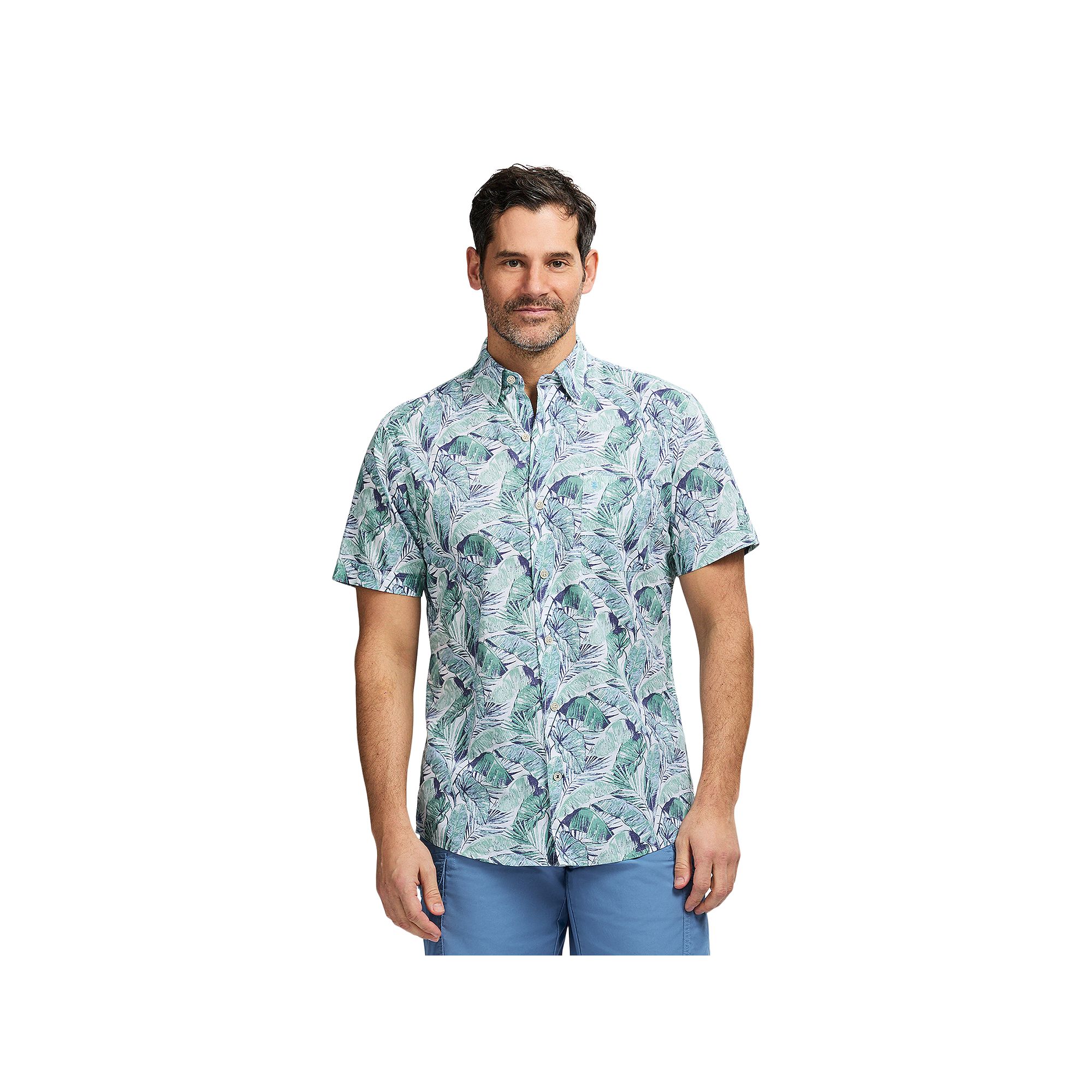 Mens IZOD Dockside Short Sleeve Chambray, Size: Small, Wasabi