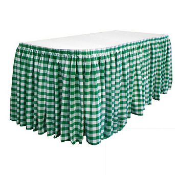 Polyester Gingham Checkered Table Skirt 14-foot By 29-inch Long With 10 L-clips
