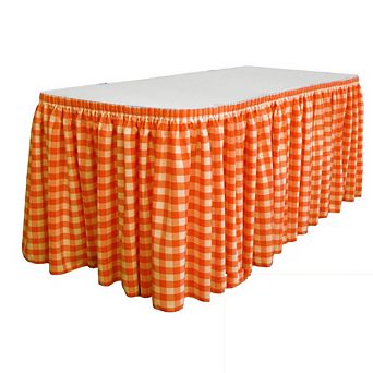 Polyester Gingham Checkered Table Skirt 14-foot By 29-inch Long With 10 L-clips
