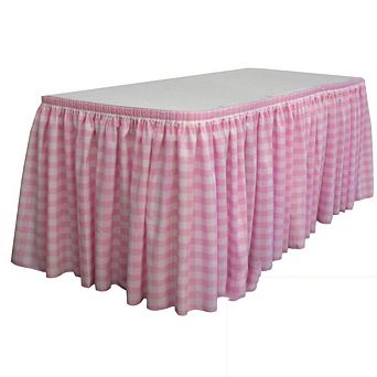 Polyester Gingham Checkered Table Skirt 14-foot By 29-inch Long With 10 L-clips