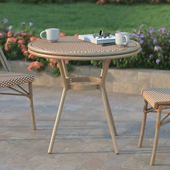 Emma And Oliver Bistro Table With Metal Frame And Tempered Glass Top