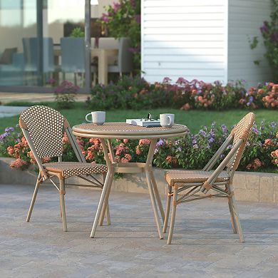 Emma And Oliver Bistro Table With Metal Frame And Tempered Glass Top