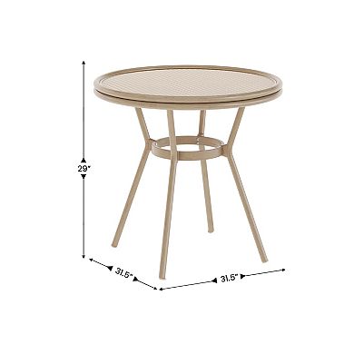 Emma And Oliver Bistro Table With Metal Frame And Tempered Glass Top