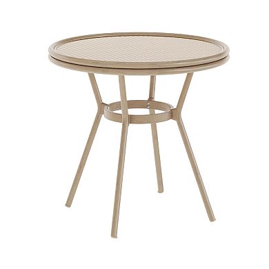 Emma And Oliver Bistro Table With Metal Frame And Tempered Glass Top