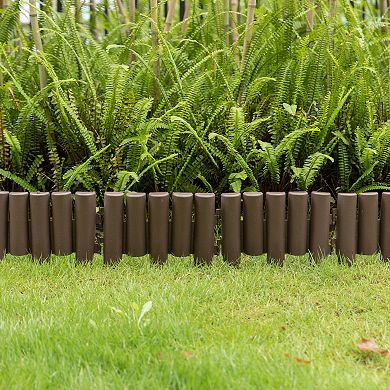 Decorative Interlocking Half Log Lawn Edging Garden Ornamental Fence Border, Pack of 8