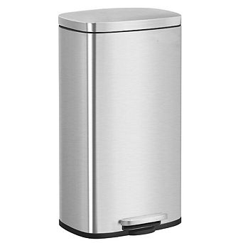 8- Gallon Silver Step-open Trash Can With Plastic Inner Bucket
