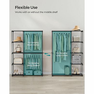 Freestanding Closet Organizer, Portable Wardrobe With Hanging Rods