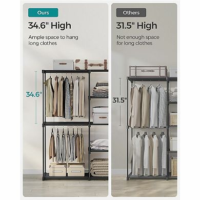 Freestanding Closet Organizer, Portable Wardrobe With Hanging Rods