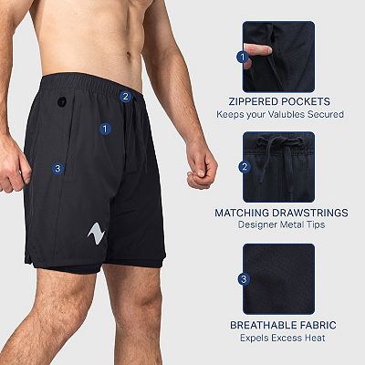 Zilpu Mens Quick Dry Athletic Performance Shorts Wi/zipper Zilpu Mens Quick Dry Athletic Performance Shorts Wi/zipper