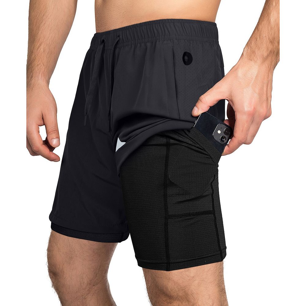 Zilpu Mens Quick Dry Athletic Performance Shorts Wi/zipper Pocket