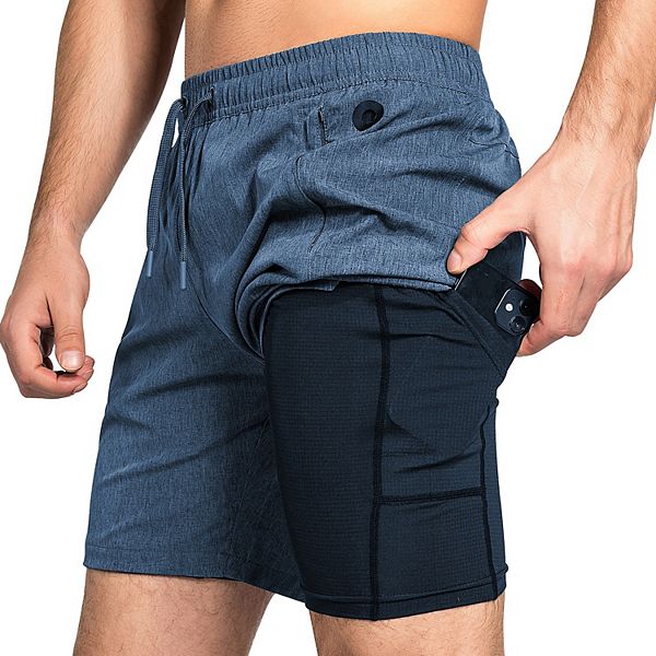 Zilpu Mens Quick Dry Athletic Performance Shorts Wi/zipper