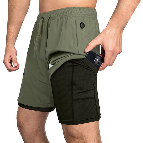 Zilpu Mens Quick Dry Athletic Performance Shorts Wi/zipper