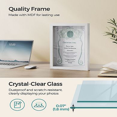 Deep Memory Display Case For Desk Wall Decor With Wood Push Pins - Set Of 2