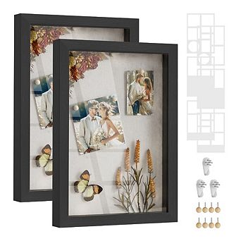 Deep Memory Display Case For Desk Wall Decor With Wood Push Pins - Set Of 2