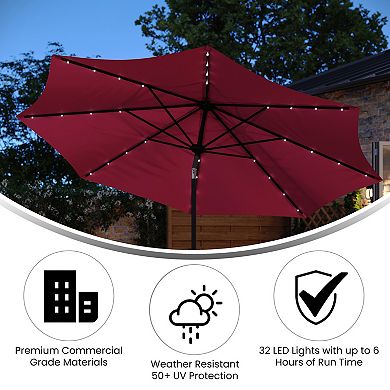 Merrick Lane Led Light Solar Patio Umbrella With Crank And Tilt Functions