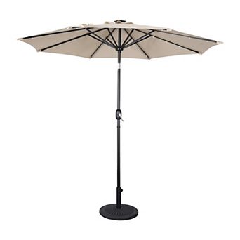 Merrick Lane Led Light Solar Patio Umbrella With Crank And Tilt Functions