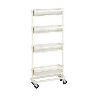 Slim Storage Cart, 4 tier Slide-out Trolley For Small Spaces, Bathroom, With Wire Baskets