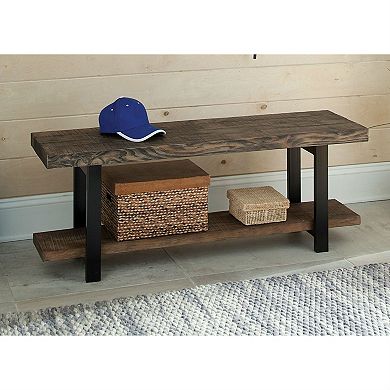 Modern Industrial Style Wood And Metal Accent Bench