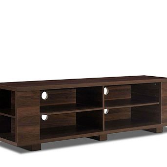 Modern Tv Stand In Walnut Wood Finish - Holds Up To 60-inch Tv